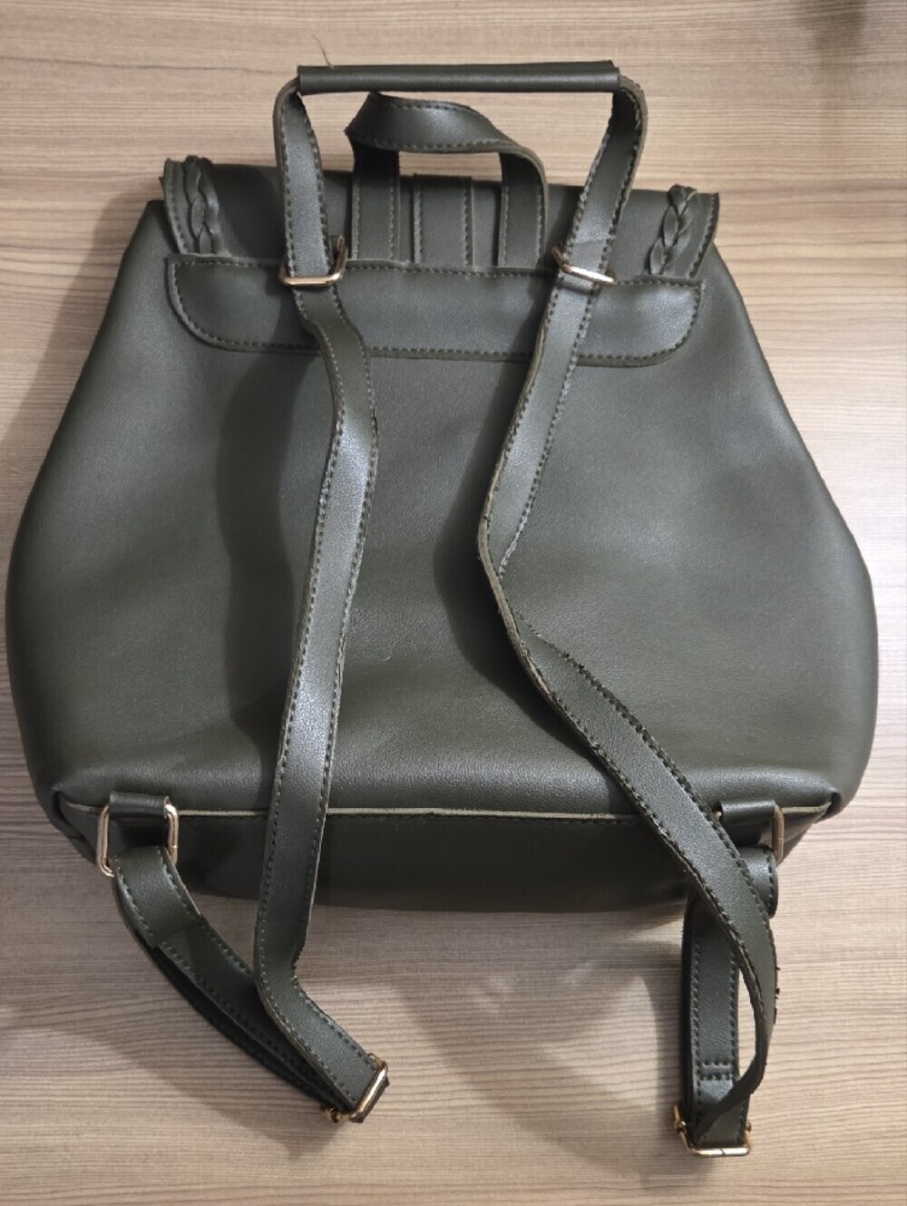 Imoshion Dark Olive Green Faux Leather Backpack with Tassel - Picture 2 of 4